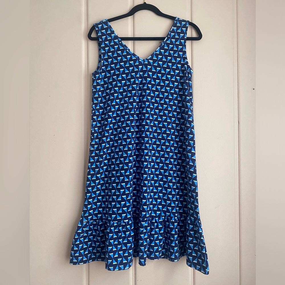 Duffield Lane Blue Geometric Sleeveless Dress szS